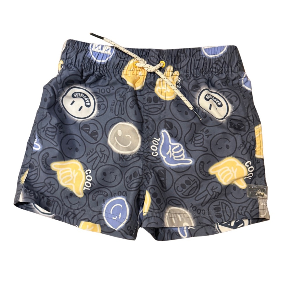 Mayoral boys blue happy face swim trunks size  5 in excellent condition